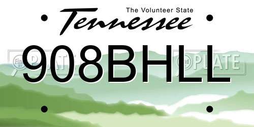 908BHLL Tennessee License Plate