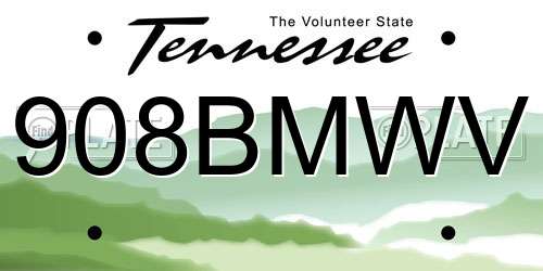 908BMWV Tennessee License Plate