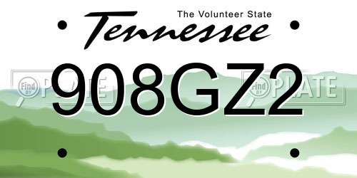 908GZ2 Tennessee License Plate