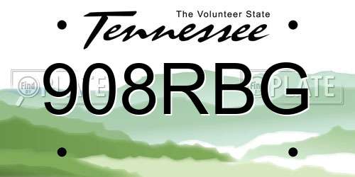 908RBG Tennessee License Plate