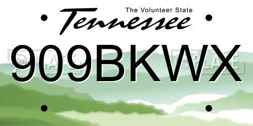 909BKWX Tennessee License Plate