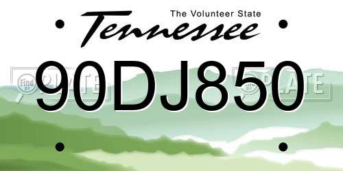 90DJ850 Tennessee License Plate