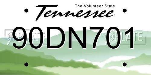 90DN701 Tennessee License Plate