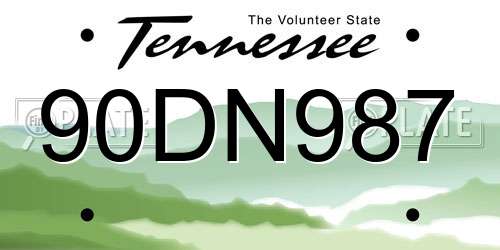 90DN987 Tennessee License Plate