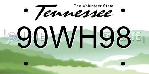 90WH98 Tennessee License Plate