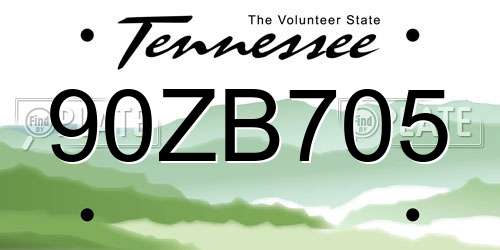 90ZB705 Tennessee License Plate