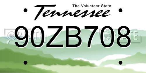 90ZB708 Tennessee License Plate
