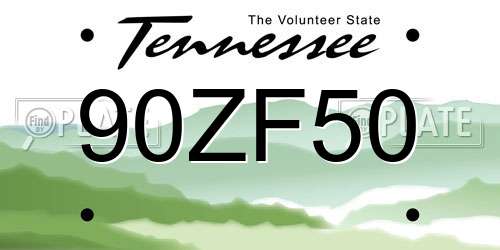 90ZF50 Tennessee License Plate