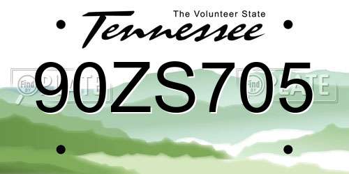 90ZS705 Tennessee License Plate