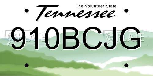 910BCJG Tennessee License Plate