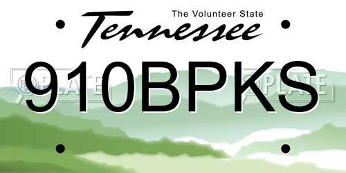 910BPKS Tennessee License Plate
