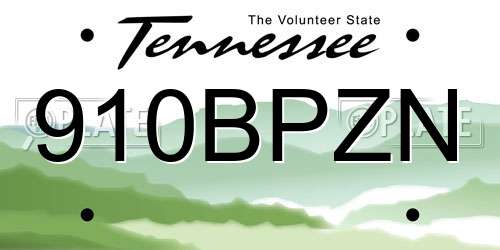 910BPZN Tennessee License Plate