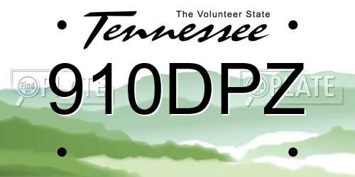 910DPZ Tennessee License Plate