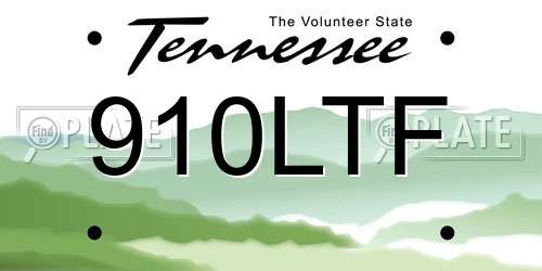910LTF Tennessee License Plate