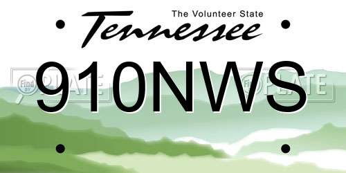 910NWS Tennessee License Plate