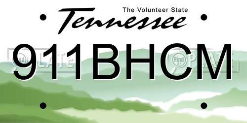 911BHCM Tennessee License Plate