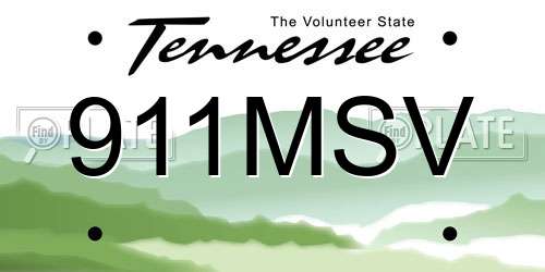 911MSV Tennessee License Plate