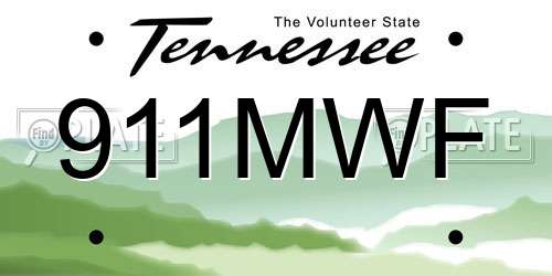 911MWF Tennessee License Plate