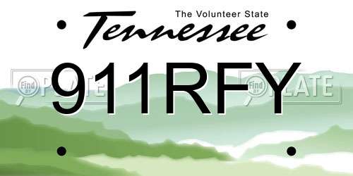 911RFY Tennessee License Plate