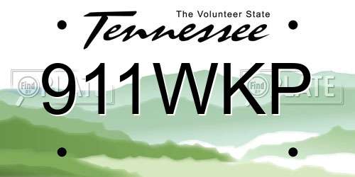 911WKP Tennessee License Plate