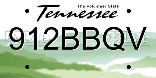 912BBQV Tennessee License Plate