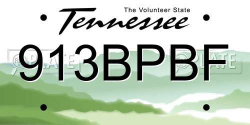 913BPBF Tennessee License Plate
