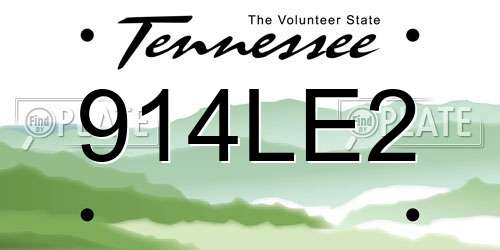 914LE2 Tennessee License Plate