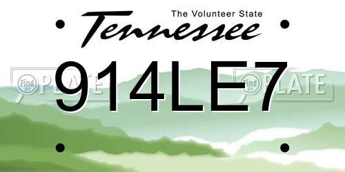 914LE7 Tennessee License Plate