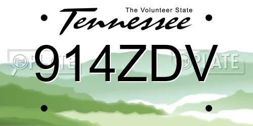 914ZDV Tennessee License Plate