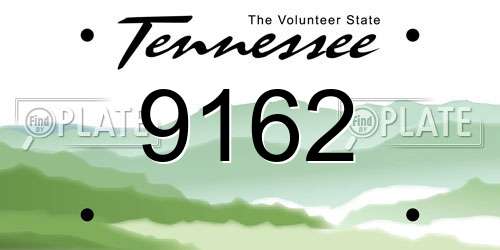 9162 Tennessee License Plate