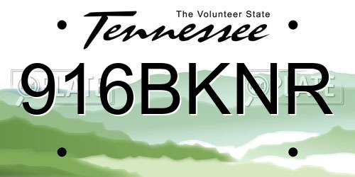 916BKNR Tennessee License Plate