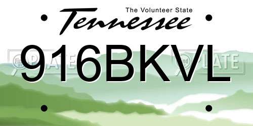 916BKVL Tennessee License Plate