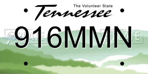 916MMN Tennessee License Plate