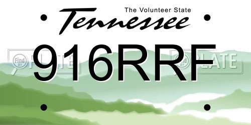 916RRF Tennessee License Plate