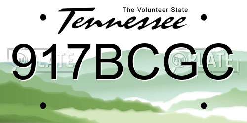 917BCGC Tennessee License Plate