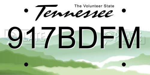 917BDFM Tennessee License Plate