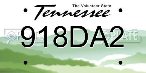 918DA2 Tennessee License Plate