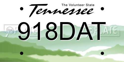 918DAT Tennessee License Plate