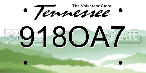918OA7 Tennessee License Plate