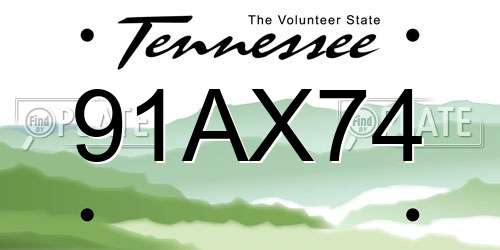 91AX74 Tennessee License Plate