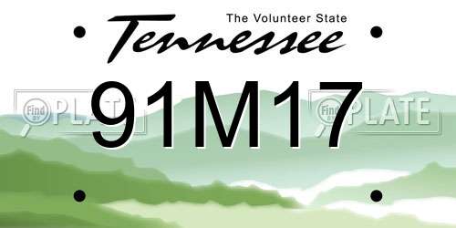 91M17 Tennessee License Plate