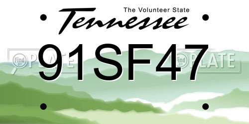 91SF47 Tennessee License Plate