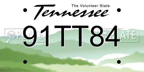 91TT84 Tennessee License Plate