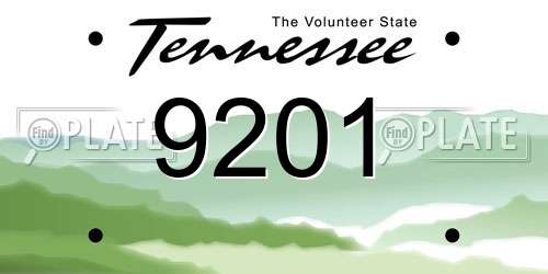 9201 Tennessee License Plate