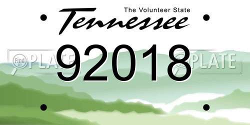92018 Tennessee License Plate
