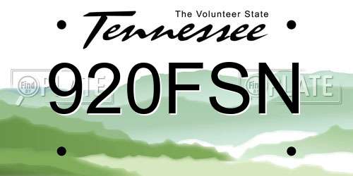 920FSN Tennessee License Plate