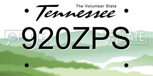 920ZPS Tennessee License Plate