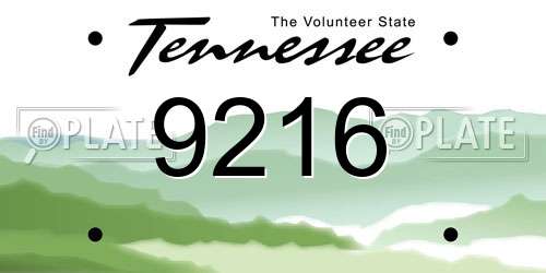 9216 Tennessee License Plate