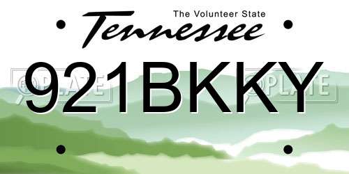 921BKKY Tennessee License Plate