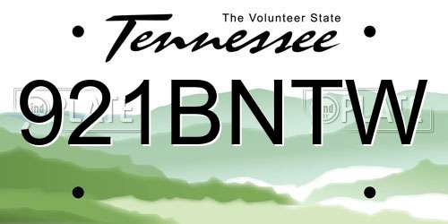 921BNTW Tennessee License Plate